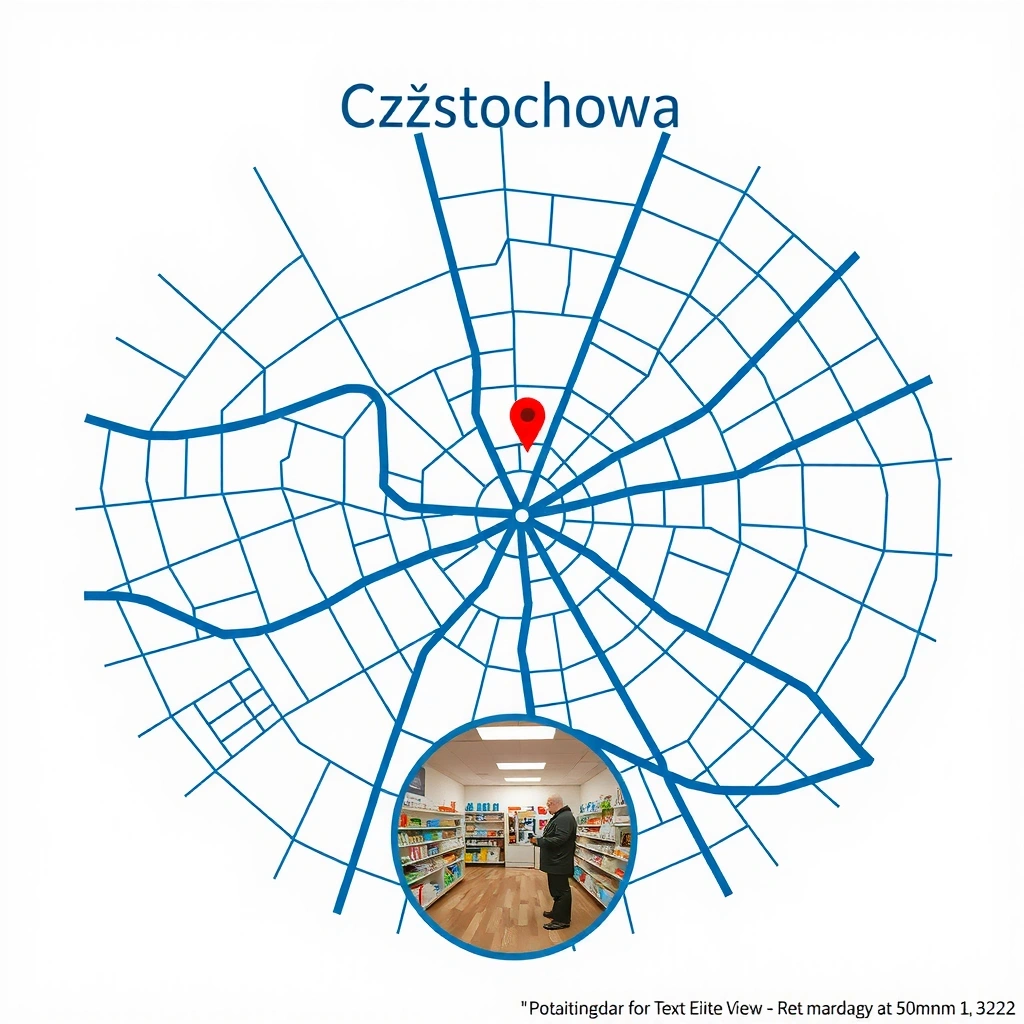 Mapa Częstochowy z zaznaczoną lokalizacją